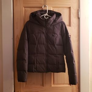 Abercrombie Lightweight Hooded Down Puffer Jacket Coat Charcoal Gray Medium